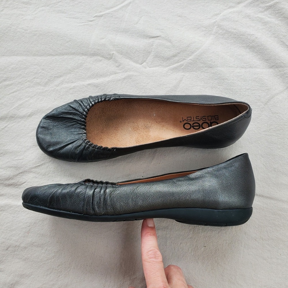 Aebo Biosystem Leather Slip On Shoes Women 8N‎ NARROW Comfort Orthopedic Pewter